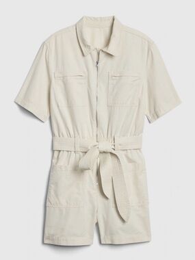 GAP Utility Short Sleeve Shorts Romper in Beige Chino